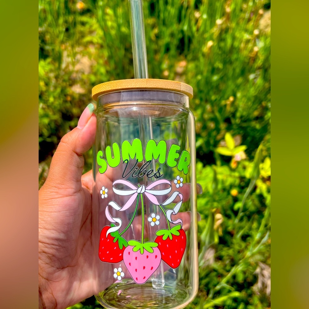 Glass can | tumbler| Girly Summer Vibes| beach drink